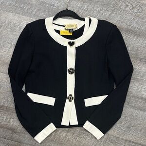 St. John Black and Cream Knit Jacket